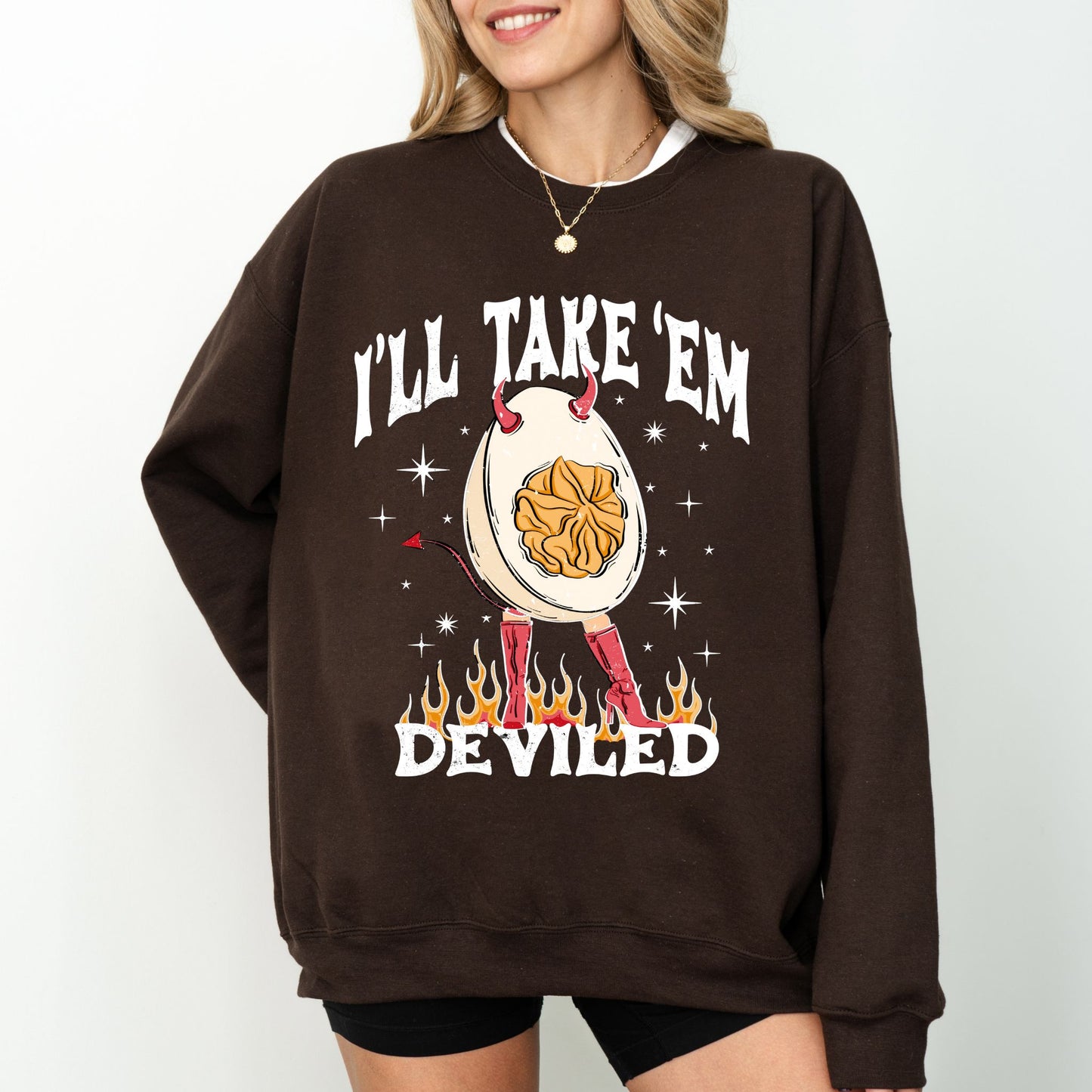 I’ll Take ‘Em Deviled Sweatshirt, Funny Thanksgiving Egg Crewneck