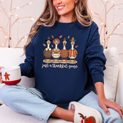 Just a Thankful Goose Sweatshirt – Cozy Funny Thanksgiving Comfort Colors® Crewneck