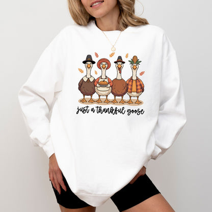 Just a Thankful Goose Sweatshirt – Cozy Funny Thanksgiving Comfort Colors® Crewneck