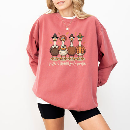 Just a Thankful Goose Sweatshirt – Cozy Funny Thanksgiving Comfort Colors® Crewneck