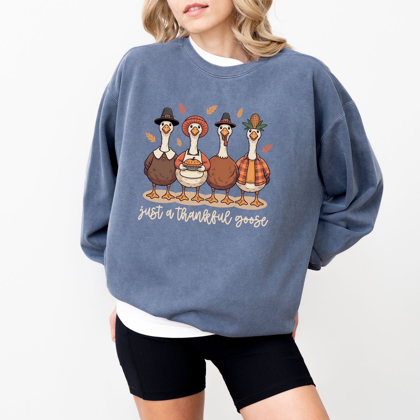 Just a Thankful Goose Sweatshirt – Cozy Funny Thanksgiving Comfort Colors® Crewneck