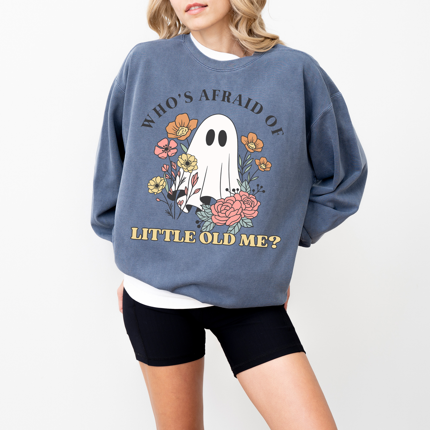 Who’s Afraid of Little Old Me Sweatshirt – Cute Ghost Halloween Crewneck
