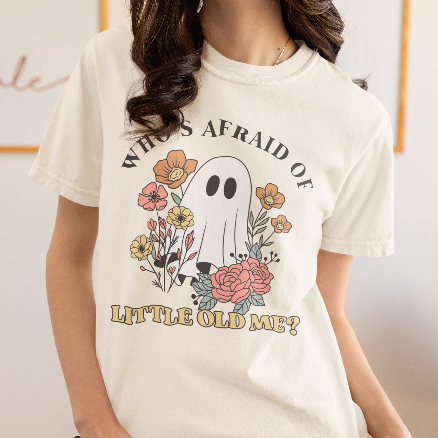 Who’s Afraid of Little Old Me T-Shirt – Cute Ghost Halloween Graphic Tee