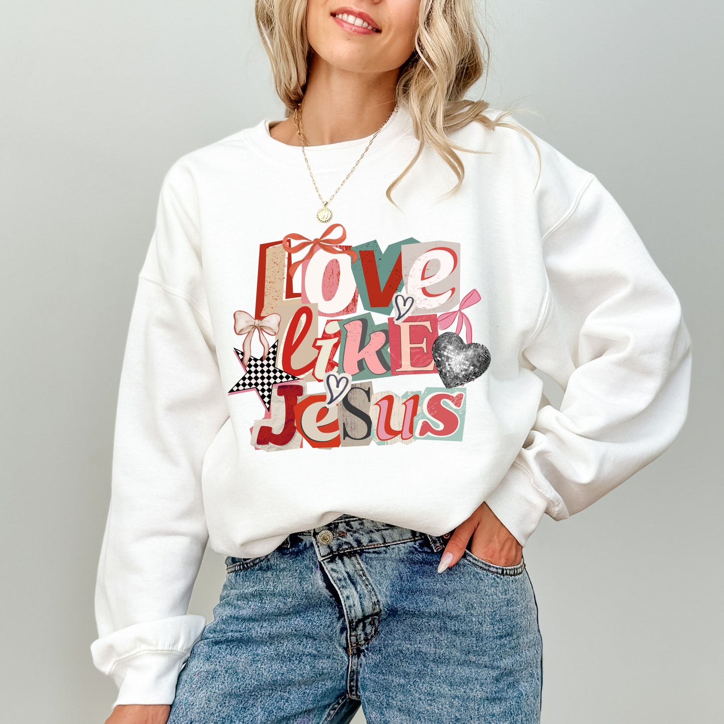 Love Like Jesus Sweatshirt, Christian Valentine Crewneck, Faith Based Sweatshirt
