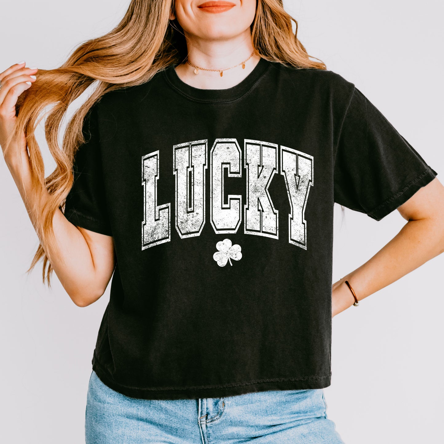 Lucky St. Patrick’s Day T-Shirt, Vintage Shamrock Graphic Tee for Women