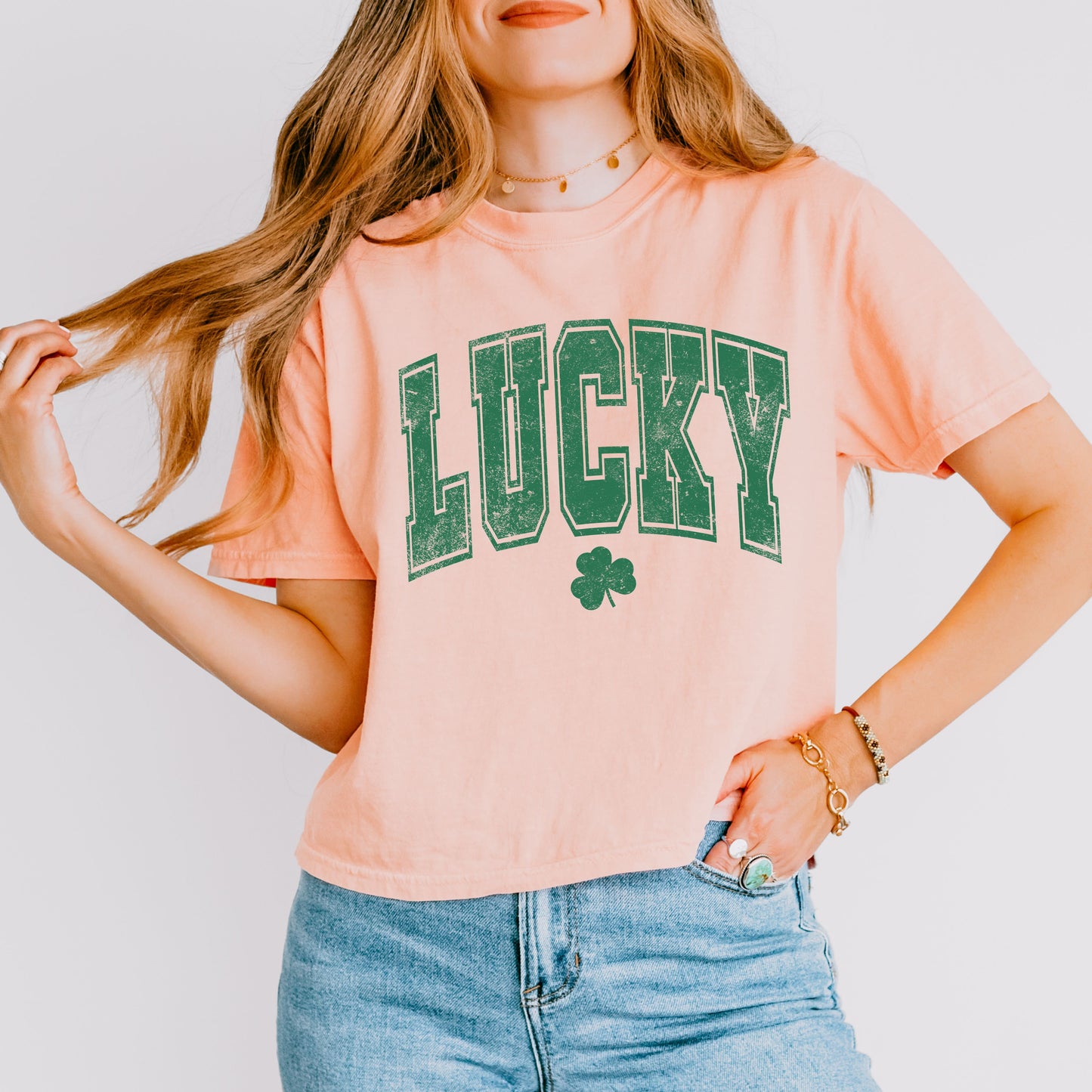 Lucky St. Patrick’s Day T-Shirt, Vintage Shamrock Graphic Tee for Women