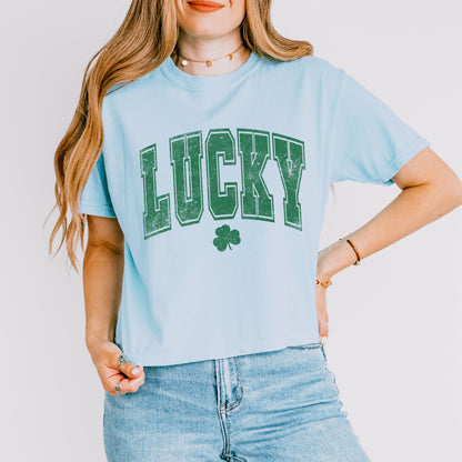 Lucky St. Patrick’s Day T-Shirt, Vintage Shamrock Graphic Tee for Women