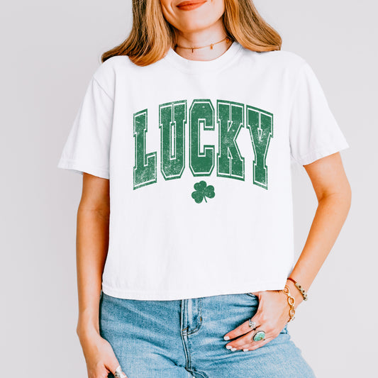 Lucky St. Patrick’s Day T-Shirt, Vintage Shamrock Graphic Tee for Women