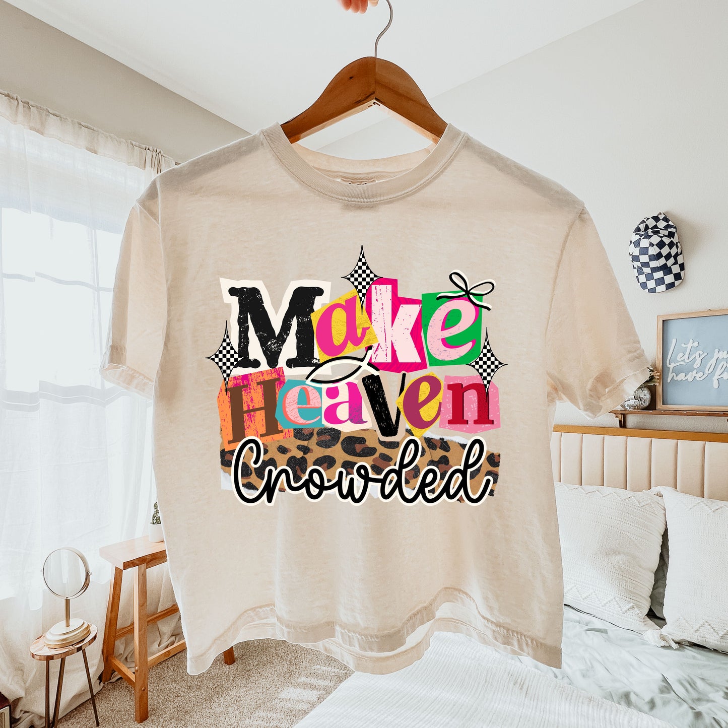 Make Heaven Crowded Christian Crop T-Shirt, Bold Faith Graphic Tee for Women