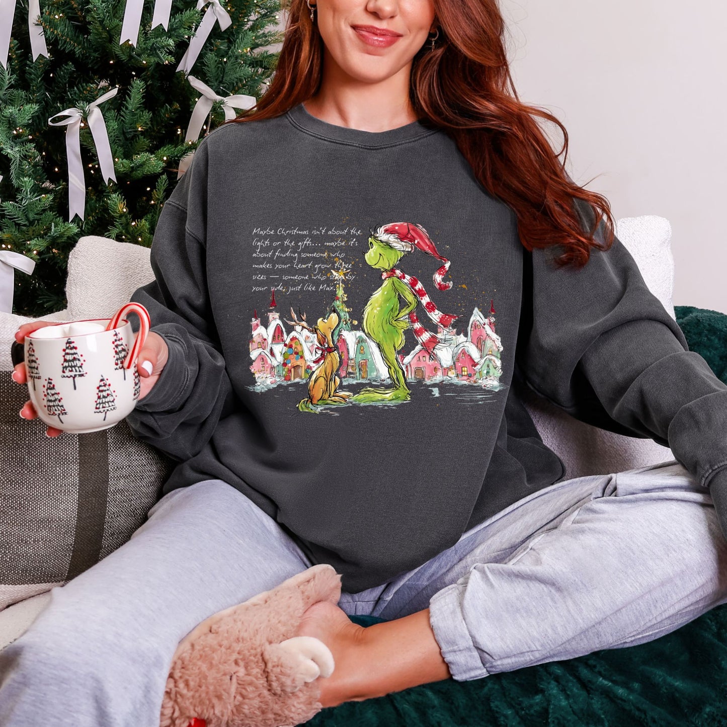 Grinch & Max Christmas Scene Sweatshirt – Comfort Colors® Holiday Pullover