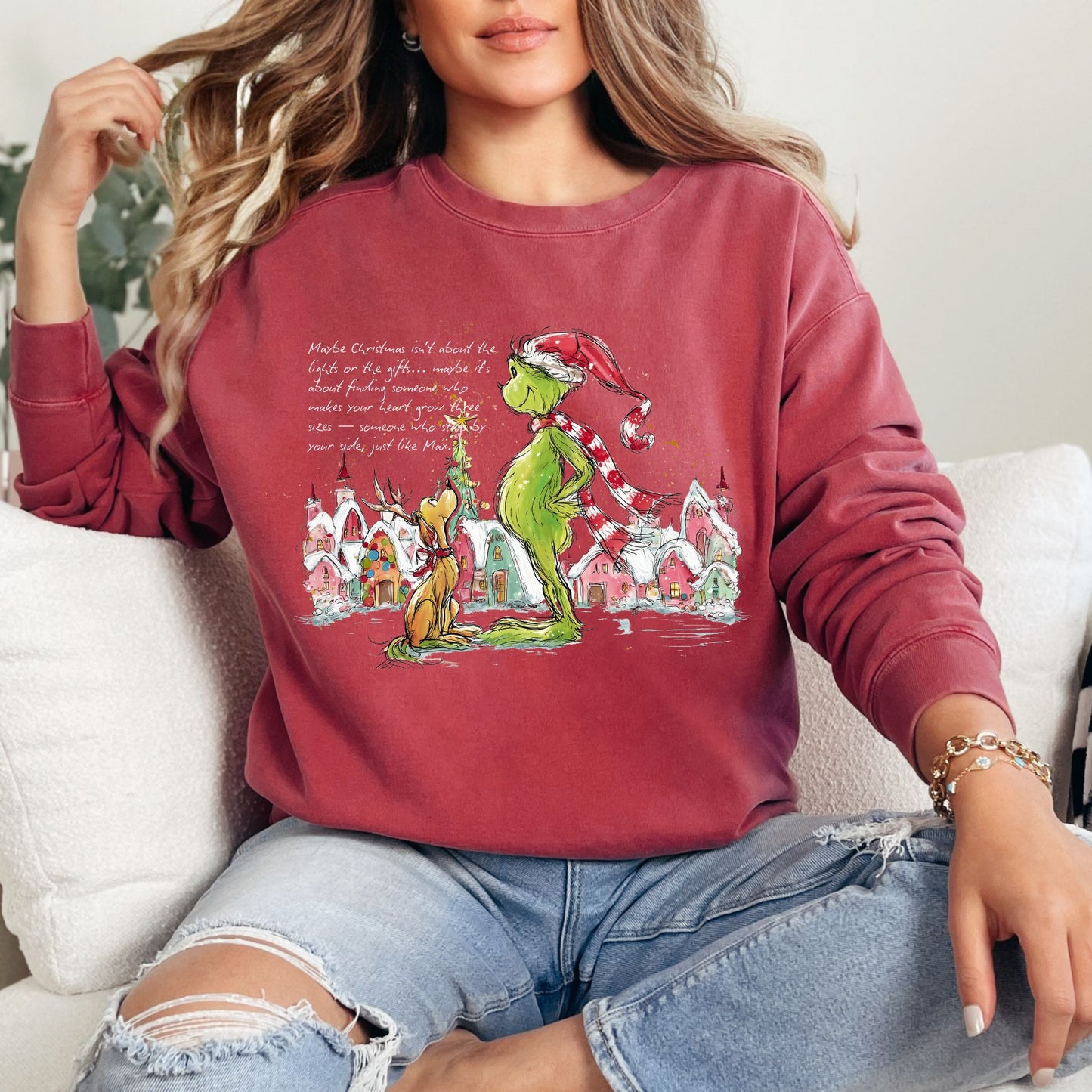 Grinch & Max Christmas Scene Sweatshirt – Comfort Colors® Holiday Pullover