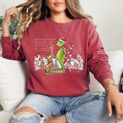 Grinch & Max Christmas Scene Sweatshirt – Comfort Colors® Holiday Pullover
