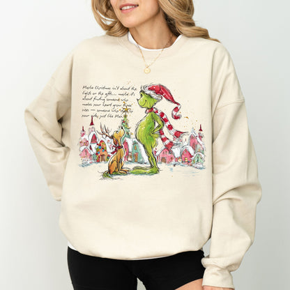 Grinch & Max Christmas Sweatshirt – Cozy Holiday Graphic Pullover