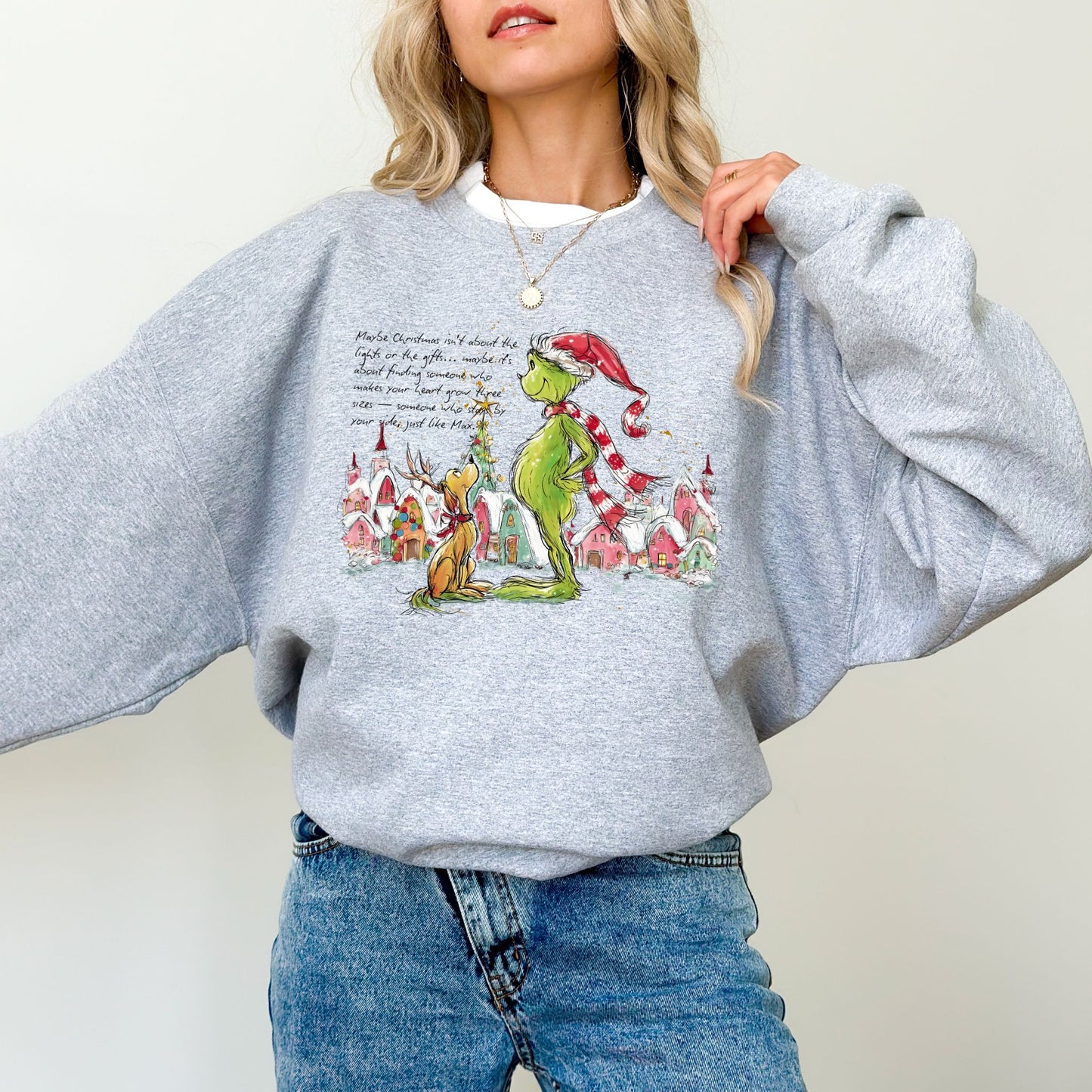 Grinch & Max Christmas Sweatshirt – Cozy Holiday Graphic Pullover