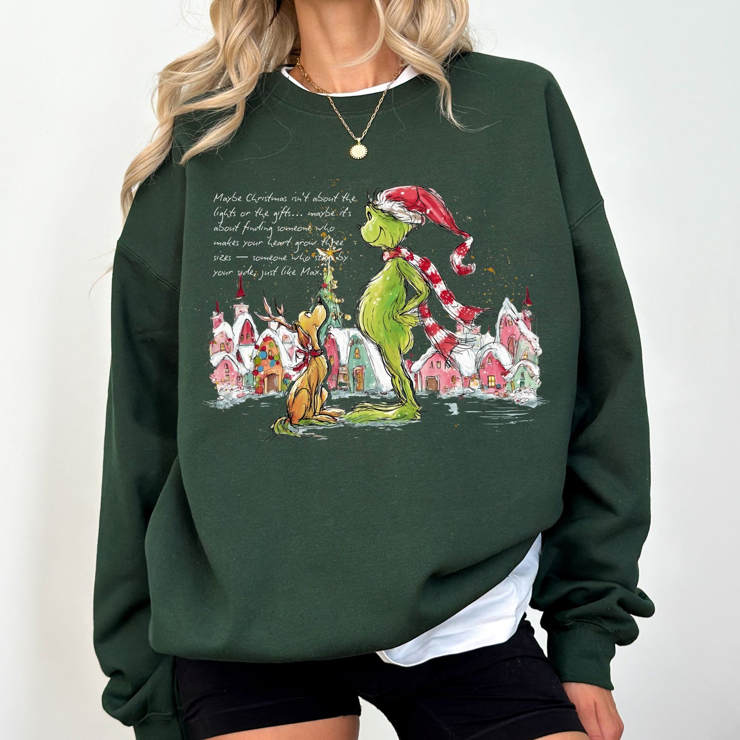 Grinch & Max Christmas Sweatshirt – Cozy Holiday Graphic Pullover
