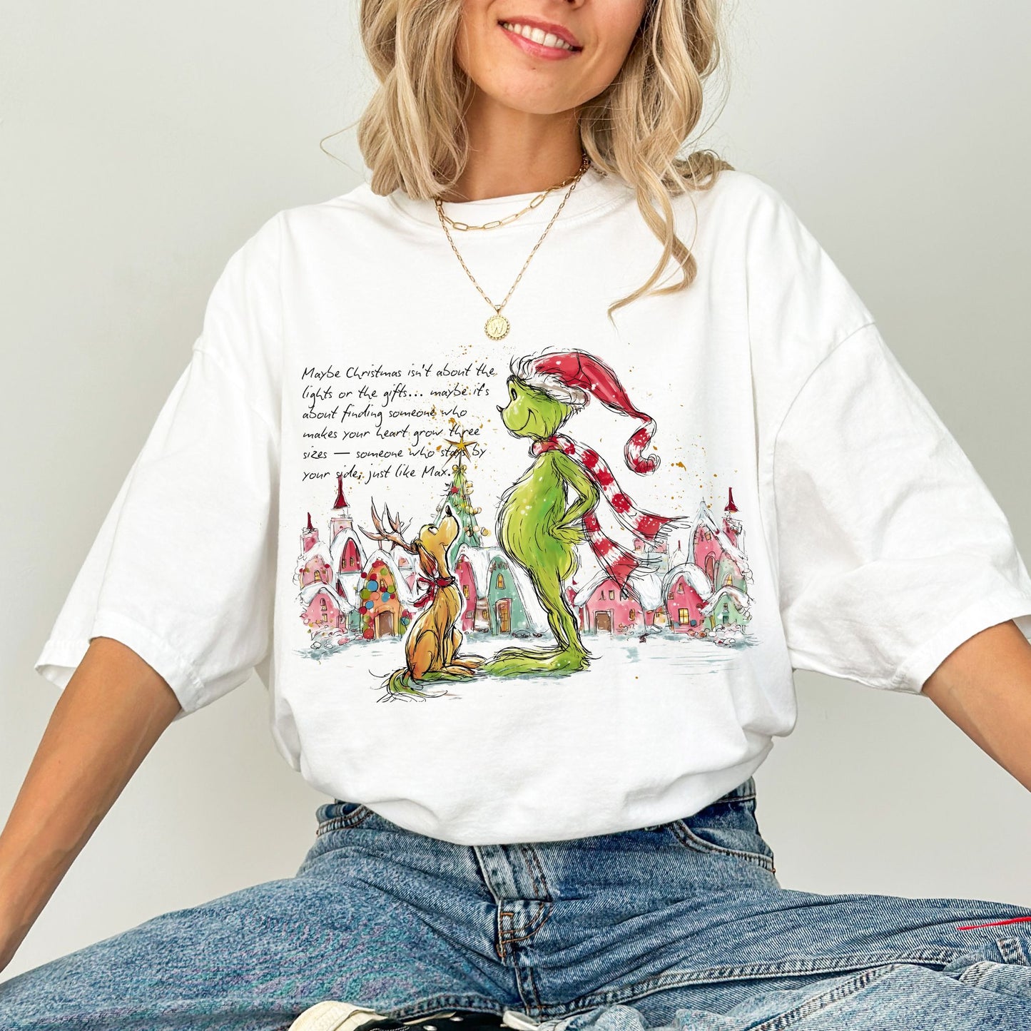 Grinch & Max Christmas Scene Tee – Whimsical Holiday Shirt
