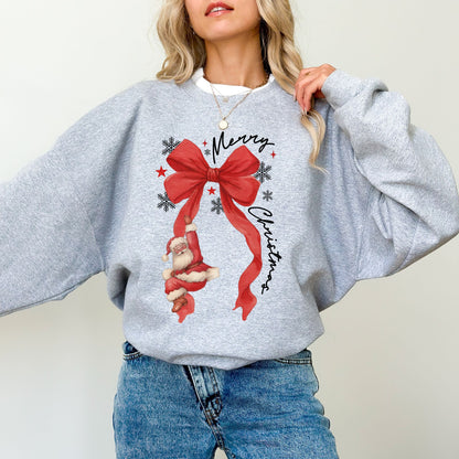 Santa Ribbon Merry Christmas Sweatshirt – Cozy Holiday Winter Pullover