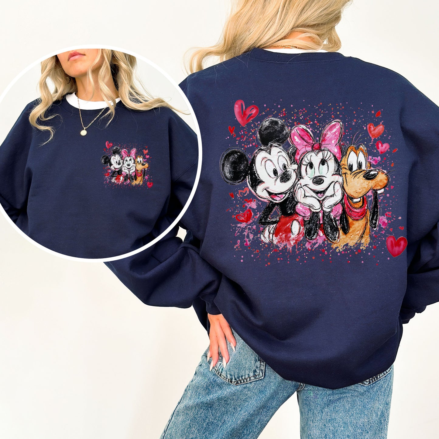 Mickey & Friends Valentine Sweatshirt – Cute Disney-Inspired Heart Design Pullover