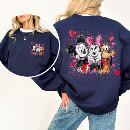 Mickey & Friends Valentine Sweatshirt – Cute Disney-Inspired Heart Design Pullover