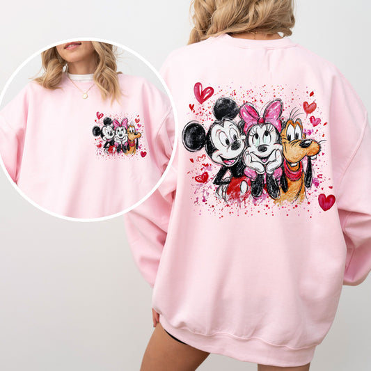 Mickey & Friends Valentine Sweatshirt – Cute Disney-Inspired Heart Design Pullover