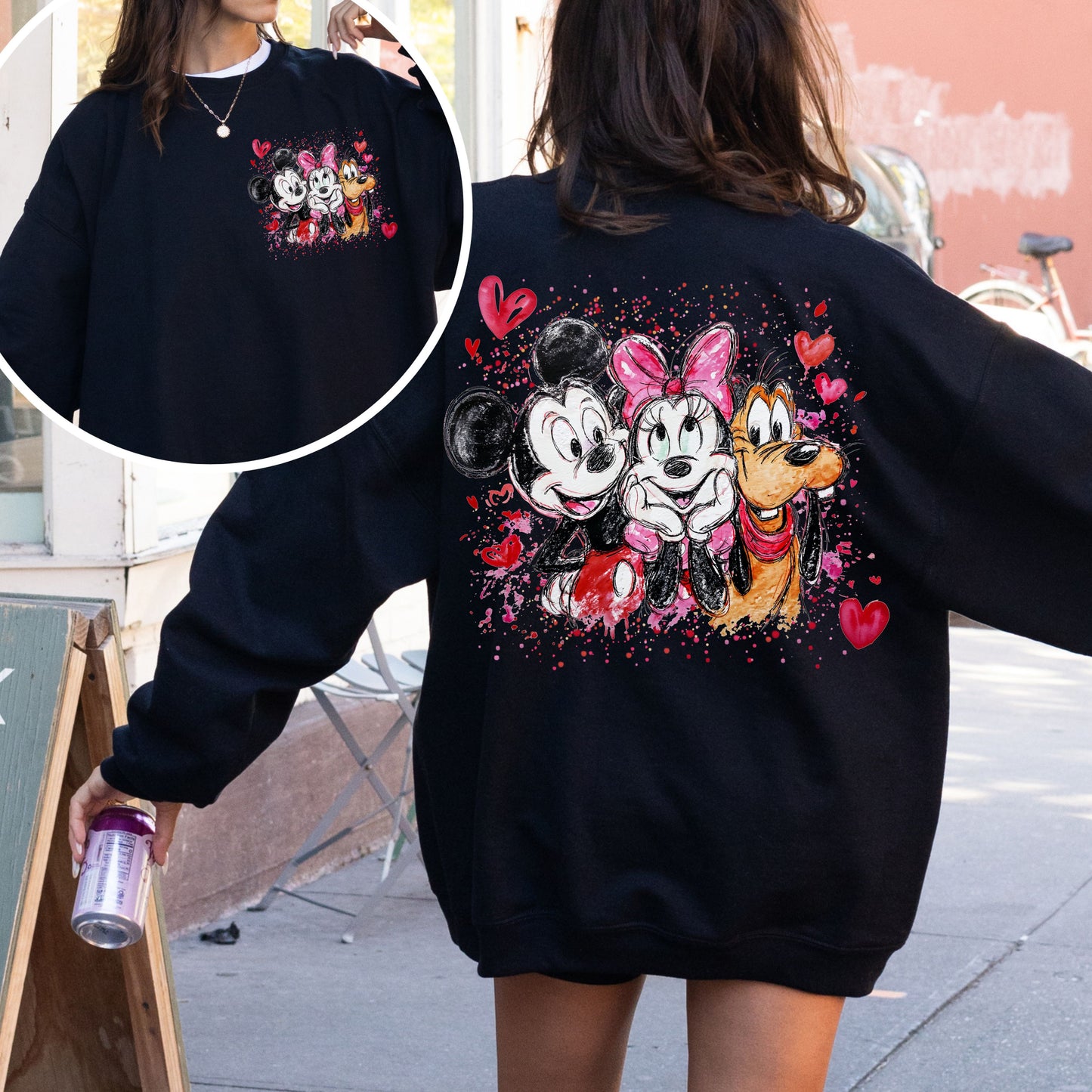 Mickey & Friends Valentine Sweatshirt – Cute Disney-Inspired Heart Design Pullover