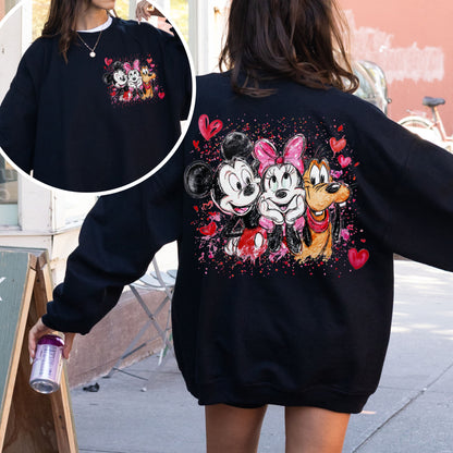 Mickey & Friends Valentine Sweatshirt – Cute Disney-Inspired Heart Design Pullover