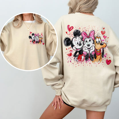 Mickey & Friends Valentine Sweatshirt – Cute Disney-Inspired Heart Design Pullover