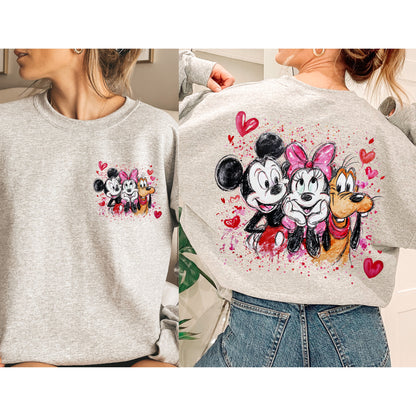Mickey & Friends Valentine Sweatshirt – Cute Disney-Inspired Heart Design Pullover