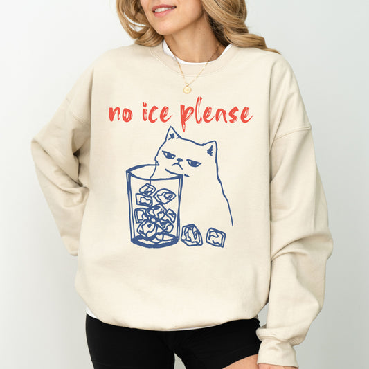 No Ice Please Cat Sweatshirt, Anti ICE Political Graphic Crewneck