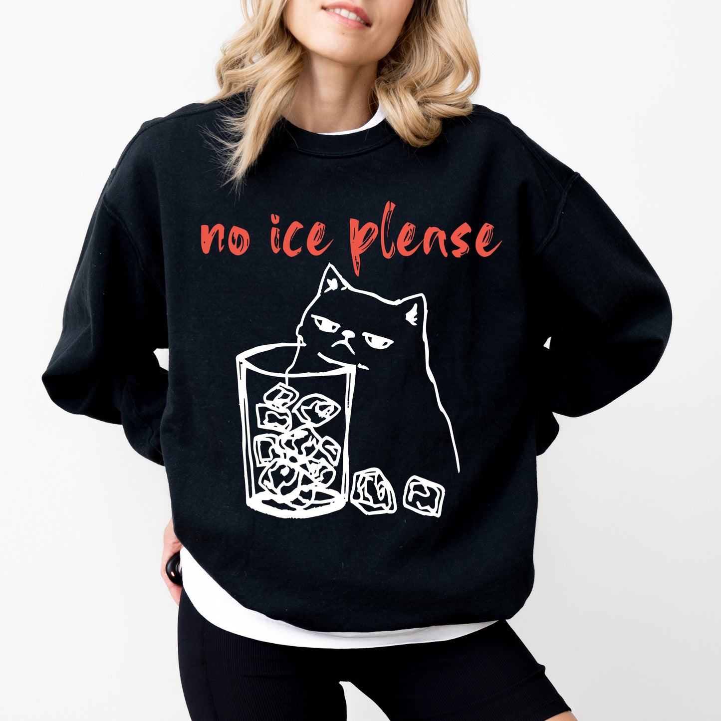 No Ice Please Cat Sweatshirt, Anti ICE Political Graphic Crewneck