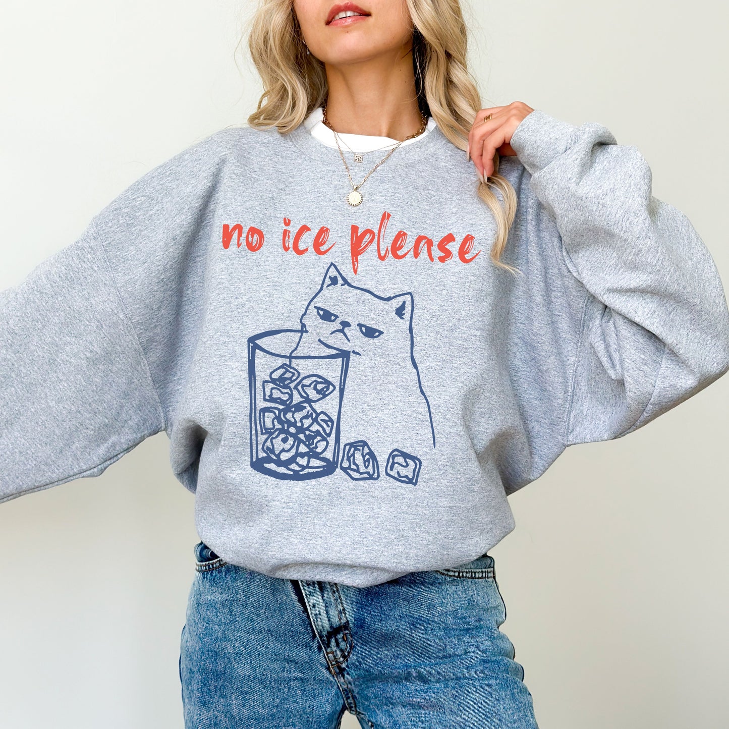 No Ice Please Cat Sweatshirt, Anti ICE Political Graphic Crewneck
