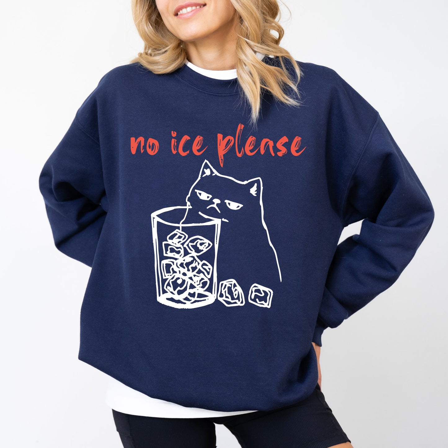 No Ice Please Cat Sweatshirt, Anti ICE Political Graphic Crewneck