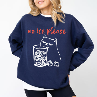 No Ice Please Cat Sweatshirt, Anti ICE Political Graphic Crewneck