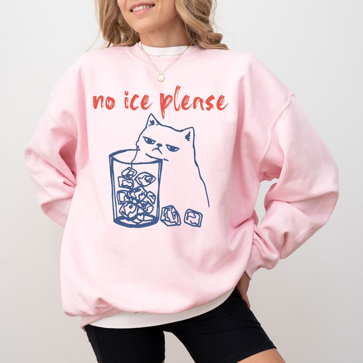 No Ice Please Cat Sweatshirt, Anti ICE Political Graphic Crewneck