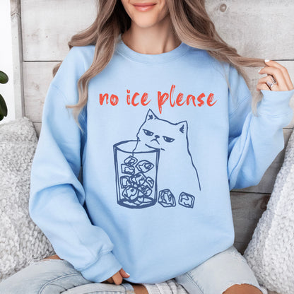 No Ice Please Cat Sweatshirt, Anti ICE Political Graphic Crewneck