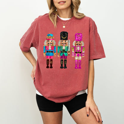Comfort Colors® Faux Glitter Nutcracker Christmas Graphic Tee – Holiday Unisex T-Shirt
