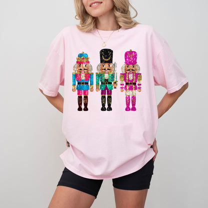 Comfort Colors® Faux Glitter Nutcracker Christmas Graphic Tee – Holiday Unisex T-Shirt