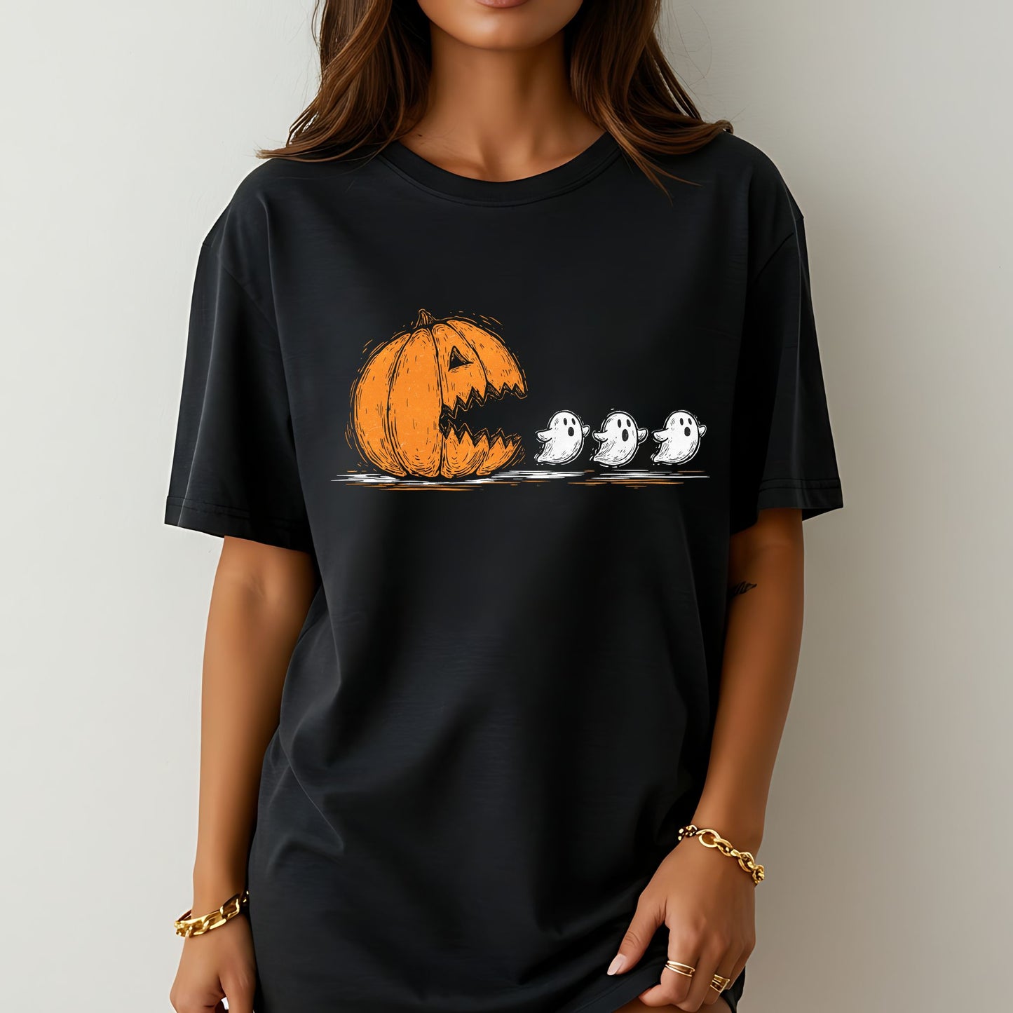 Pumpkin Ghost Chase Halloween T-Shirt