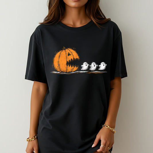 Pumpkin Ghost Chase Halloween T-Shirt