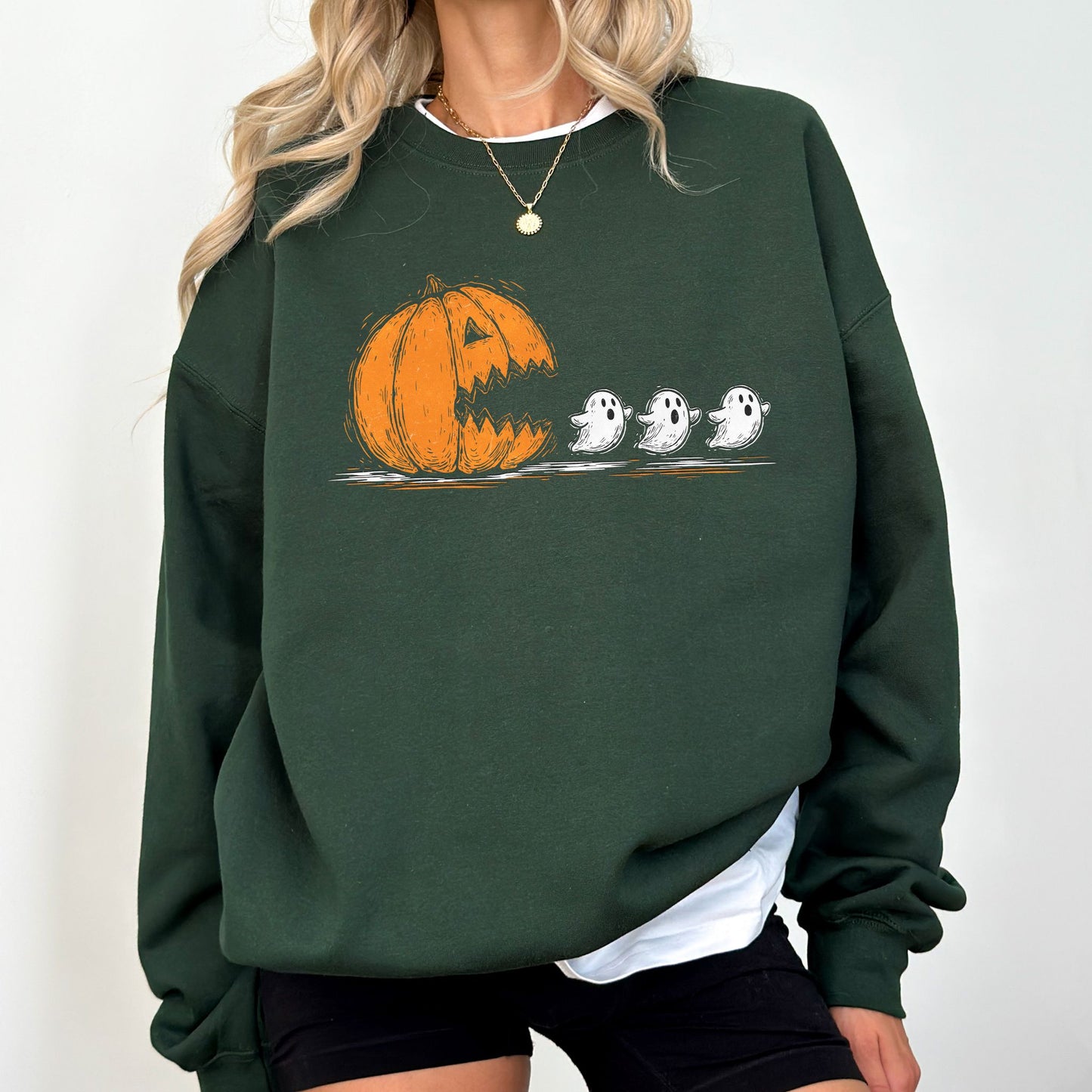 Pumpkin Ghost Chase Halloween Sweatshirt