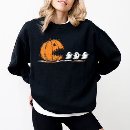 Pumpkin Ghost Chase Halloween Sweatshirt