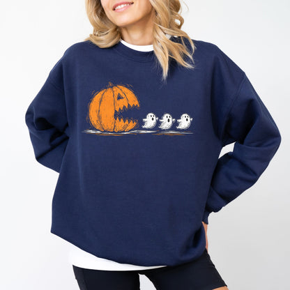 Pumpkin Ghost Chase Halloween Sweatshirt