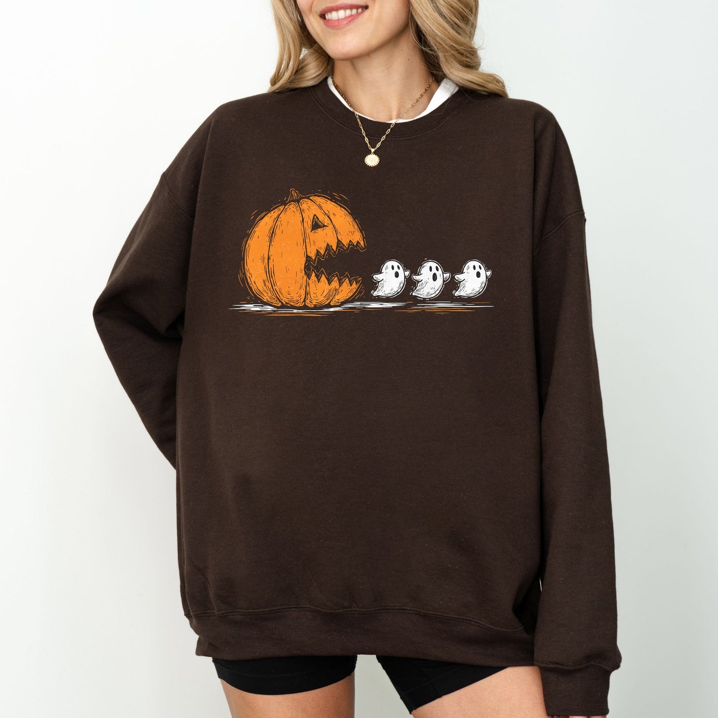 Pumpkin Ghost Chase Halloween Sweatshirt