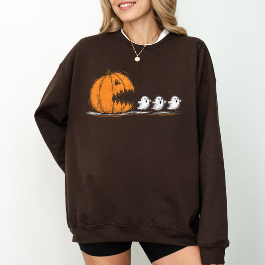 Pumpkin Ghost Chase Halloween Sweatshirt