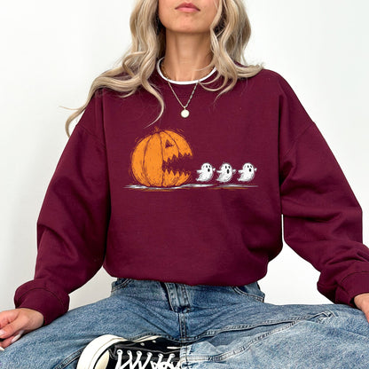 Pumpkin Ghost Chase Halloween Sweatshirt
