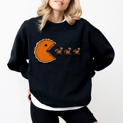 Funny Thanksgiving Pumpkin Pie Chasing Turkeys Sweatshirt