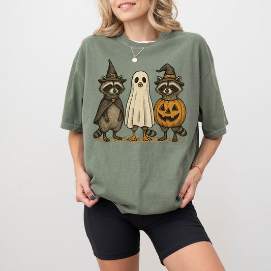 Halloween Raccoon Ghost T-Shirt – Cute Spooky Comfort Colors® Tee