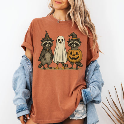 Halloween Raccoon Ghost T-Shirt – Cute Spooky Comfort Colors® Tee