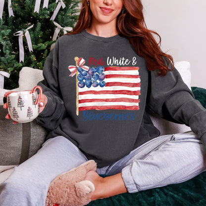 Red White & Blueberries Sweatshirt – Patriotic Coquette Flag Graphic
