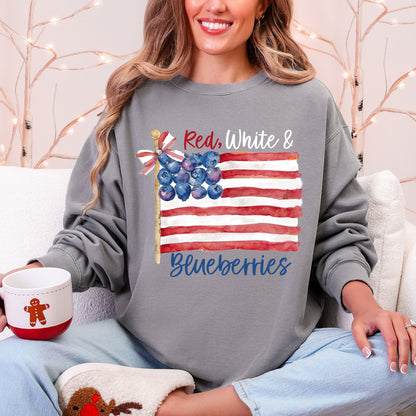 Red White & Blueberries Sweatshirt – Patriotic Coquette Flag Graphic